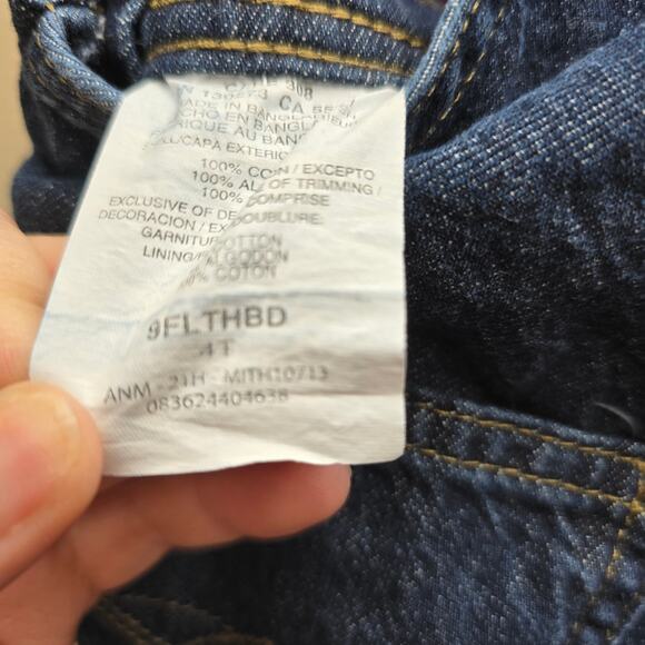 Wrangler Denim Flannel Lined Overalls Pockets Sleeveless Dark Wash Blue Size 4T - Picture 8 of 9